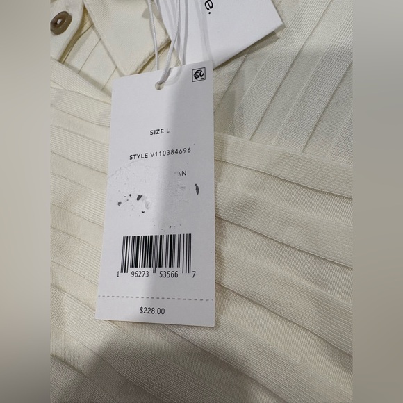 Vince Ribbed Collared Long-Sleeve Button-Front Top | color: vanilla | size: L - Picture 6 of 8